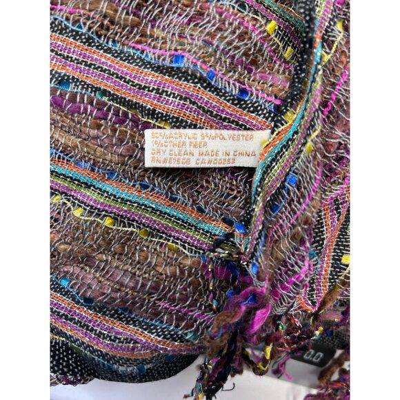 Collection Eighteen Womens Multicolor Woven Scarf Shawl Wrap W Fringe 66" L14" W - Picture 5 of 9